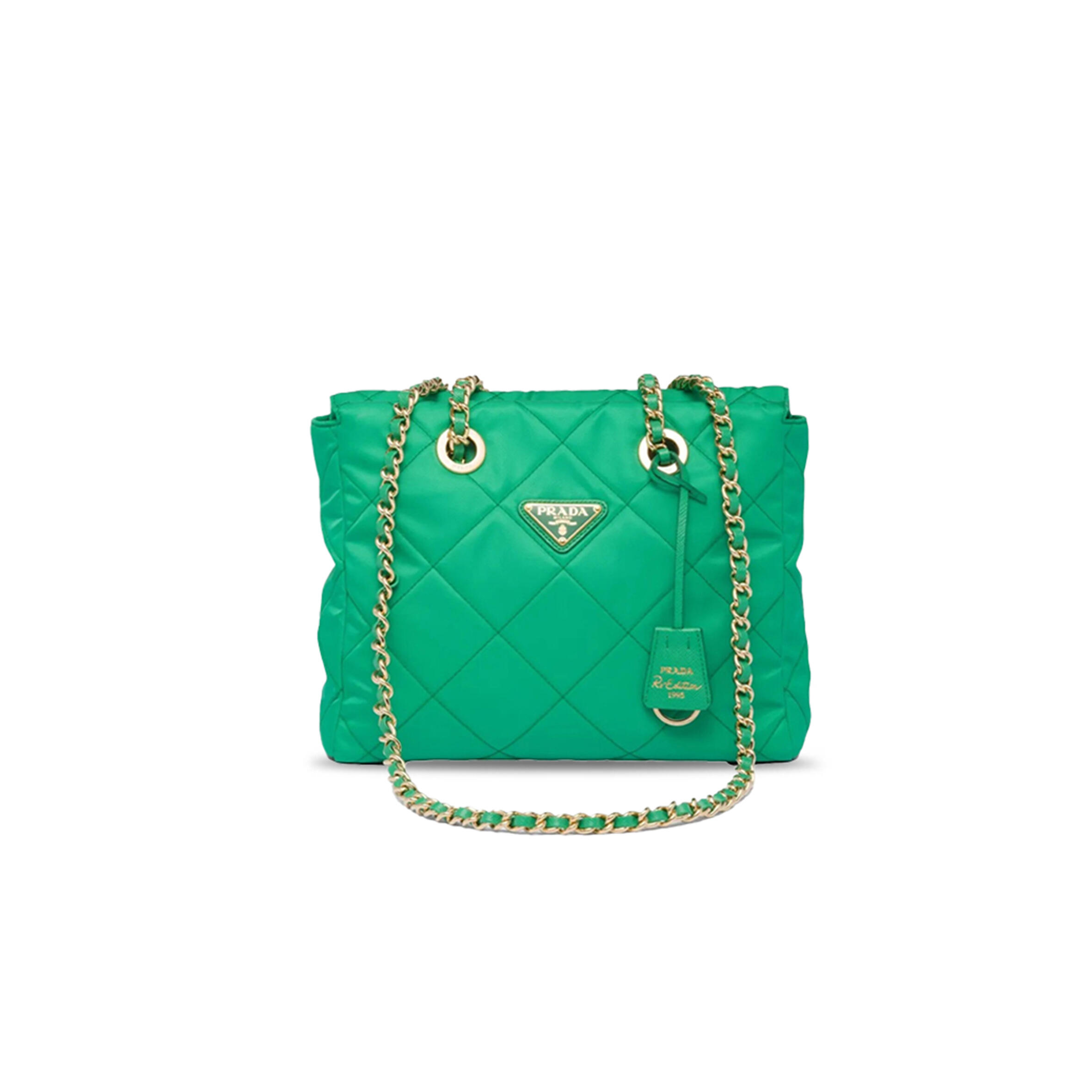 PRADA RE-EDITION MAIZE YELLOW 1995 CHAÎNE RE-NYLON TOTE BAG 1BG468 (25*23*8cm)